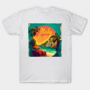 Amalfi Coast Italy Vintage Travel Art Poster T-Shirt